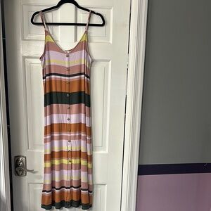 LOFT Pink and Yellow Maxi Dress